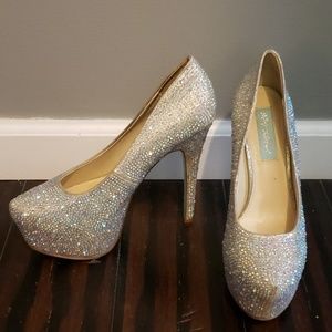 Betsey Johnson Rhinestone studded platform heels